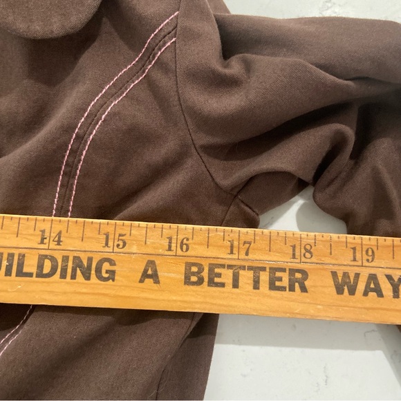 Adidas Originals Safety Brown Pink Trefoil Button Up Jacket w/o Belt S - Picture 7 of 8